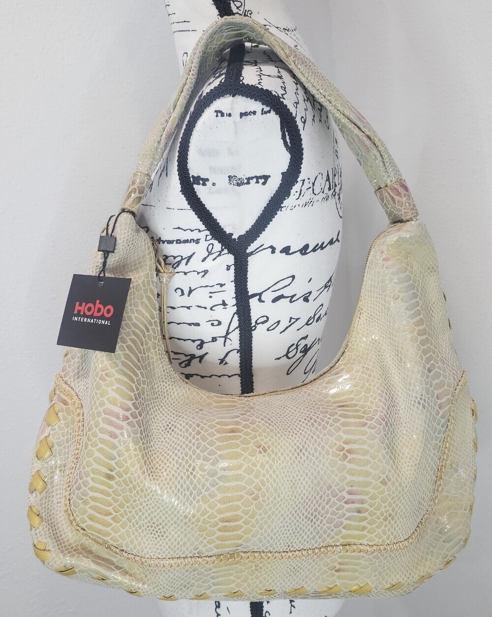 Vtg Rare Hobo International Snake Print Pastel Rainbow Hobo Leather Shoulderbag
